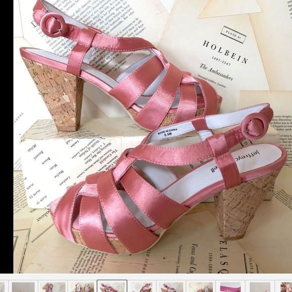 Jeffrey Campbell Satin Cork Platform Sandal 8.5 - Picture 2 of 6